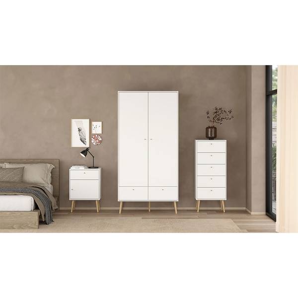 Nachttisch Bodo Weiß - Holz teilmassiv - 51 x 73 x 40 cm