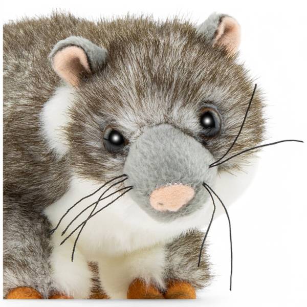 Kuscheltier Opossum Grau - Kunstfell - 8 x 13 x 22 cm