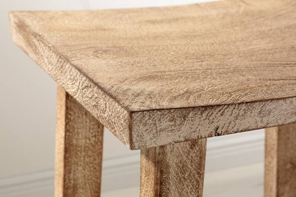 Hocker FINCA Beige - Braun - Weiß - Mango - 40 x 45 x 30 cm