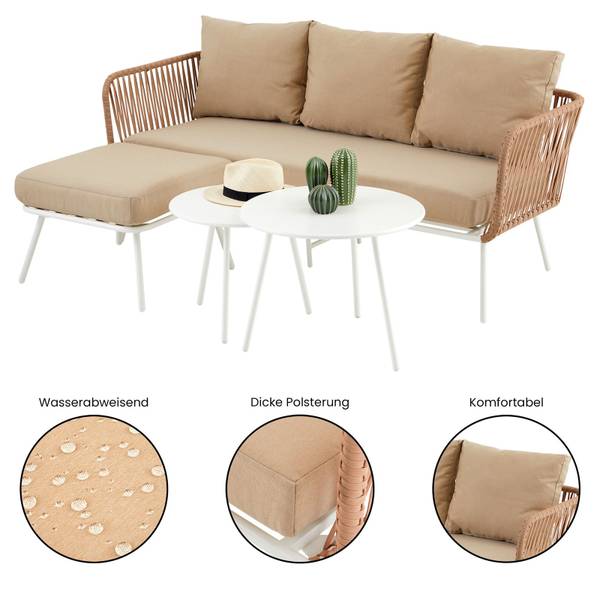 Gartenlounge MYKONOS 4er Set Beige