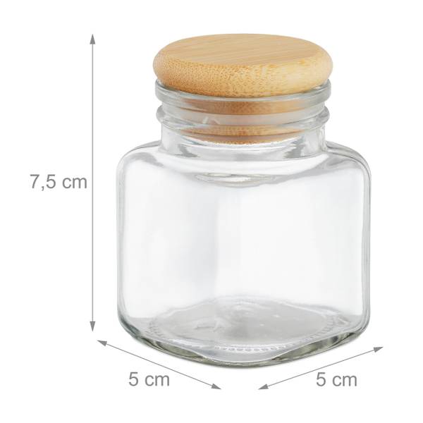 Bergner Renberg Gewürzstreuer-Set Aus Bambus – 6-teilig Mit Edelstahl-Deckeln | 18 X 13,5 X 14,5 Cm