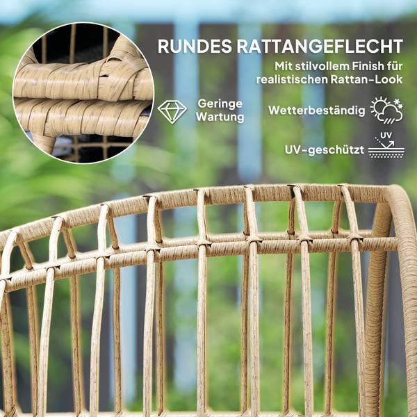 Rattansessel 867-261V00BG Beige - Polyethylen - 80 x 155 x 95 cm