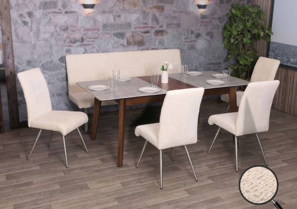 Esszimmer-Set G55 (5-teilig) Beige - Textil - 180 x 99 x 65 cm