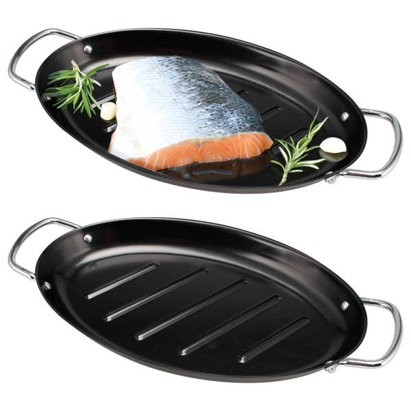 Fischgrillpfanne 14146 (2er-Set) Schwarz - Metall - 40 x 4 x 21 cm