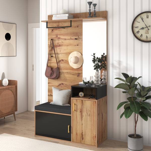 Garderobe Naks Braun - Holzwerkstoff - 104 x 190 x 39 cm