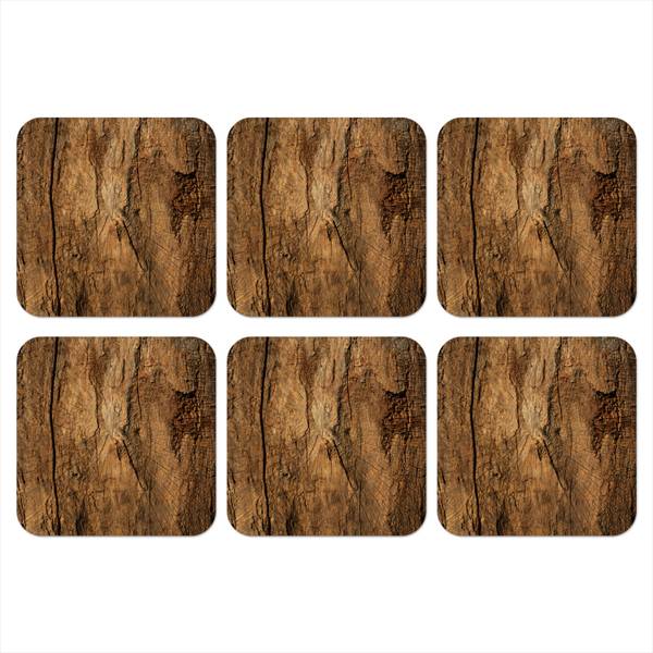 GLASUNTERSETZER Holz-Optik 6er-Set Braun - Kork - 10 x 1 x 10 cm