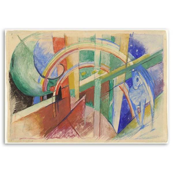 Wandbild pferd und regenbogen – f. marc 90 x 60 cm