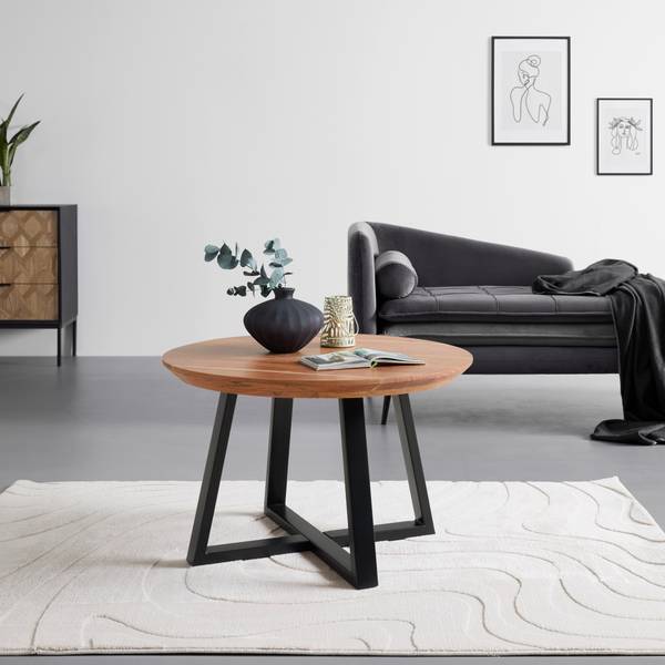 Couchtisch SAFAGA Beige - Schwarz - Metall - Holz teilmassiv - 70 x 45 x 70 cm