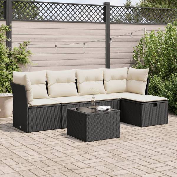 Salon de jardin 3036402-4 (lot de 6) Noir - Crème