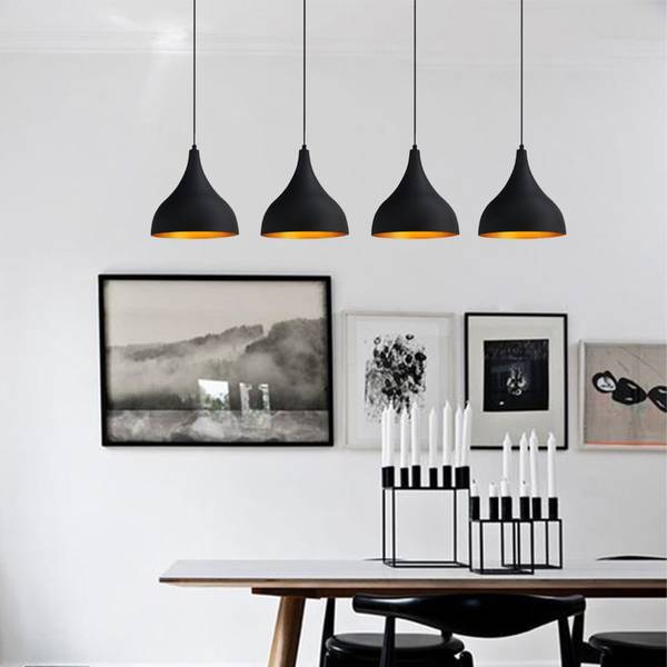 Pendelleuchte Adash 4 Flammig Lampe Schwarz - Metall - 115 x 141 x 28 cm