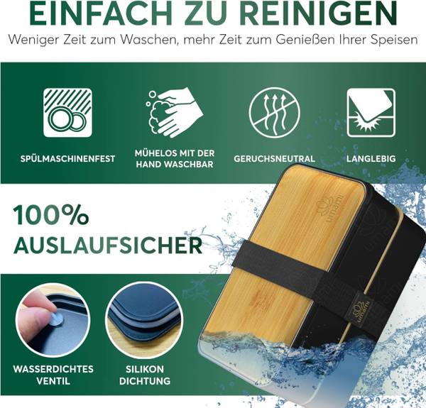 Bento Box Original Schwarz - Polypropylen - 11 x 11 x 19 cm