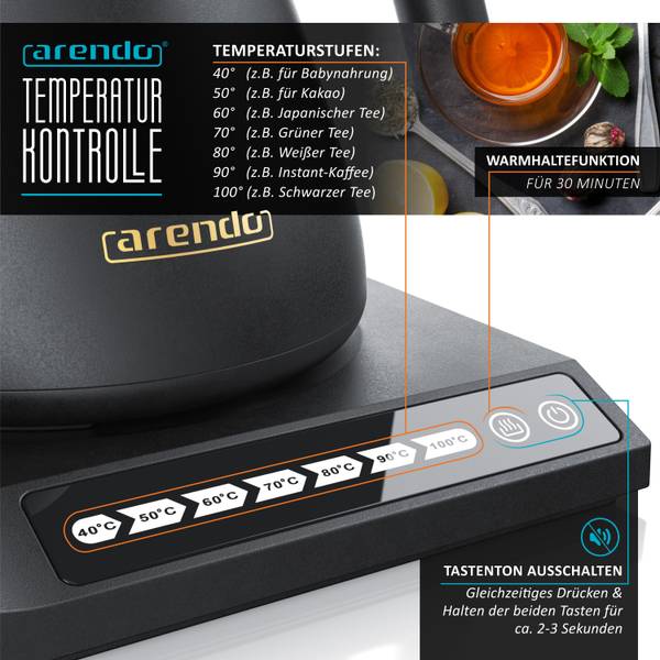 Wasserkocher GE-1970 Schwarz - Metall - 20 x 19 x 24 cm