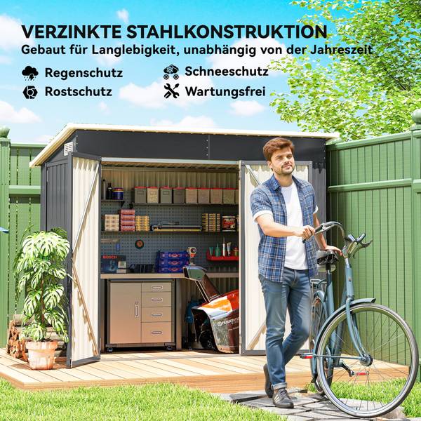 Gerätehaus 582V00CG Grau - Metall - 234 x 185 x 132 cm