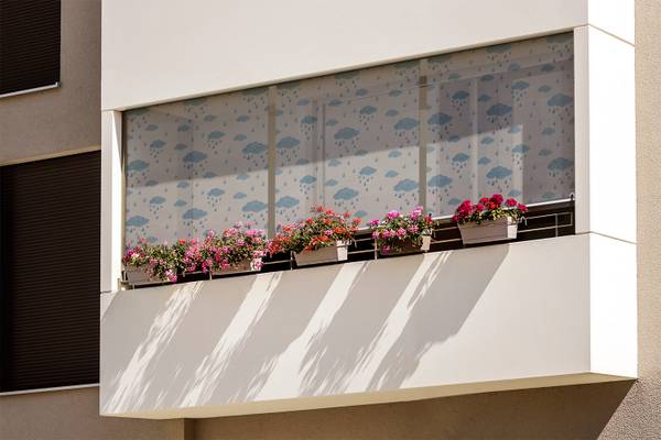 Außenrollo Nubes Stilla Blau - Textil - 40 x 180 x 1 cm