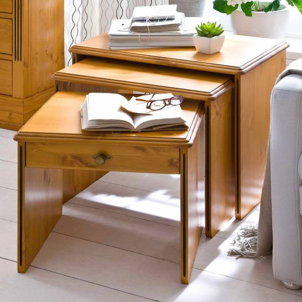 3-Satz-Tisch-Set Florenz Braun - Massivholz - 65 x 55 x 40 cm