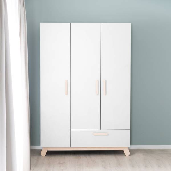 Kleiderschrank Clara Weiß - Holzwerkstoff - 134 x 200 x 52 cm