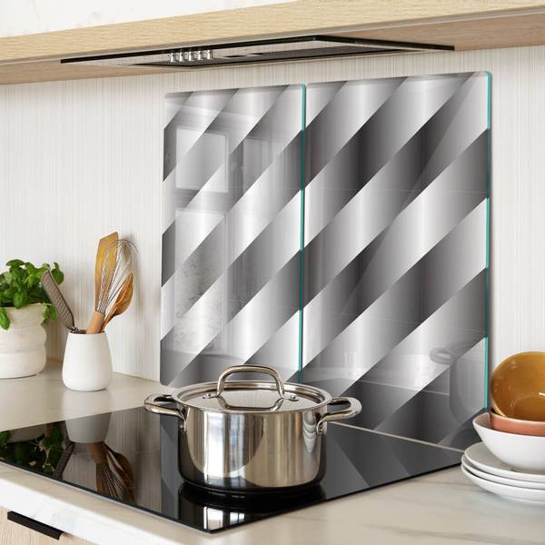 Schneidebrett Strip 2er Set Silber - Glas - 52 x 1 x 30 cm
