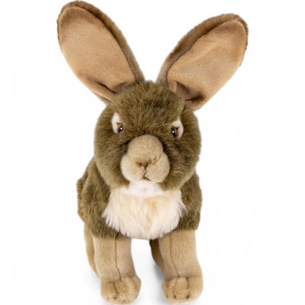 Kuscheltier Hase mit großen Ohren Braun - Kunstfell - 14 x 30 x 25 cm
