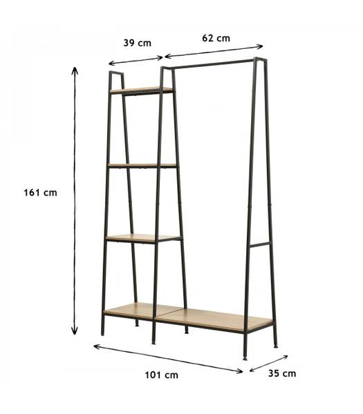 Kleiderständer LEXIE Braun - Holzwerkstoff - 35 x 160 x 101 cm