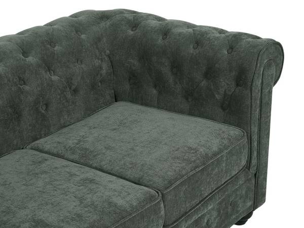 Couchgarnitur CHESTERFIELD 3er-Set Grün - Textil - 88 x 72 x 205 cm