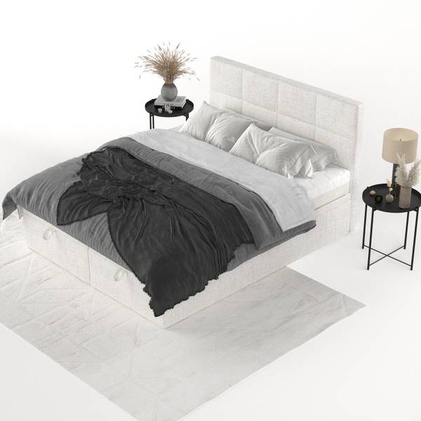Boxspringbett TESSA mit Stauraum Neve Creme - Liegefläche Breite: 160 cm