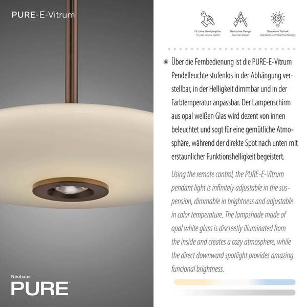 LED Pendellampe PURE Vitrum e-LIFT Dunkelbraun
