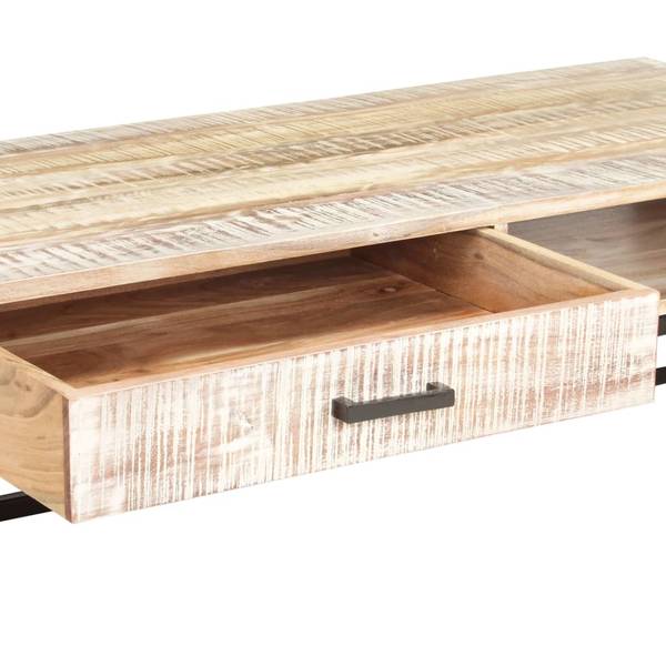 Couchtisch M603553 Weiß - Massivholz - 117 x 30 x 117 cm