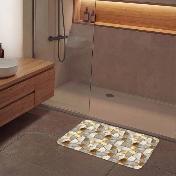 BADEMATTE Mosaik 90 x 60 cm - Durchmesser: 96 cm