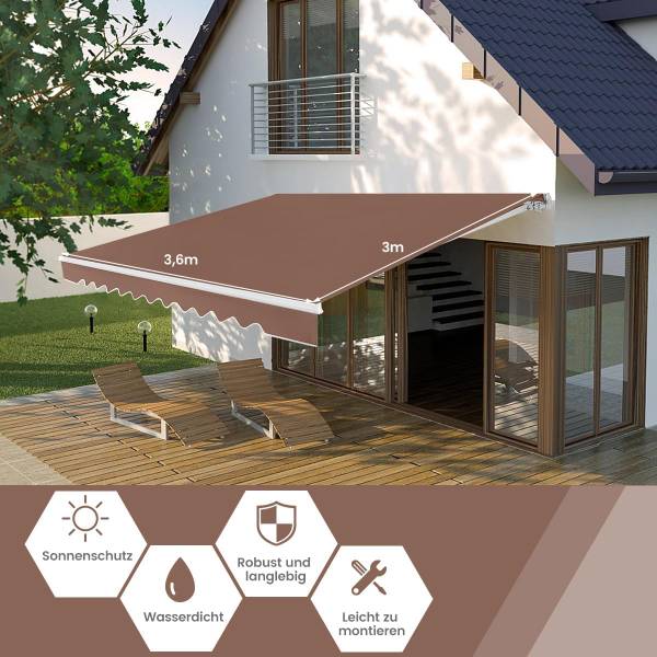 Markise ZB33424ORDE Braun - Metall - 300 x 300 x 360 cm