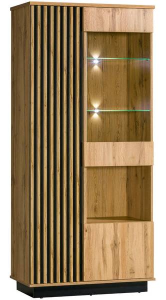 Glasvitrine LAMIA Schwarz - Braun - Holzwerkstoff - 90 x 193 x 40 cm