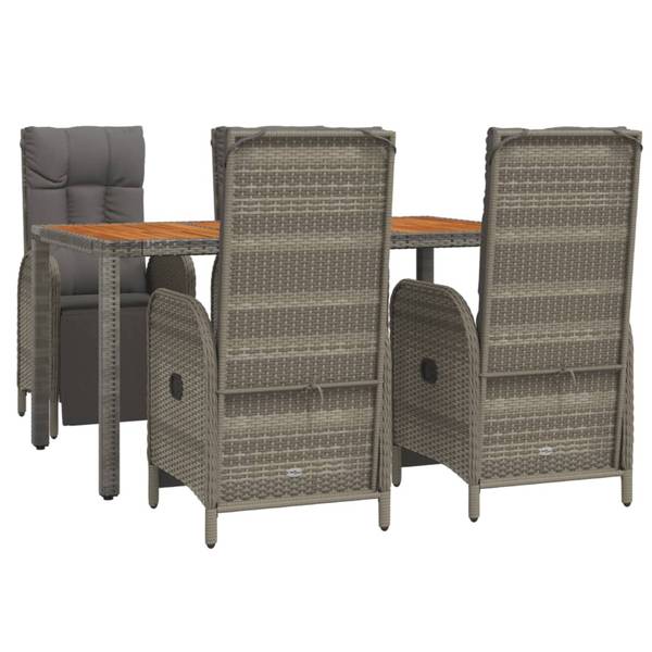 Salle à manger 3029227-4 (lot de 5) Gris - Polyester - Acacia - Acier - 150 x 75 x 90 cm