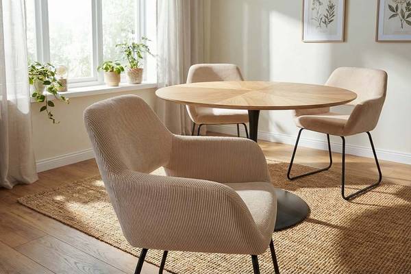Esszimmerstuhl MUSTANG Beige - Cord - Polyester - 56 x 77 x 56 cm