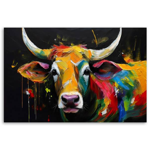 Wandbild abstraktion schottische kuh 90 x 60 cm