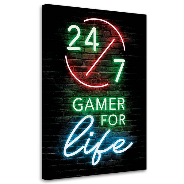 Wandbild aufschrift „gamer for life” 60 x 90 cm