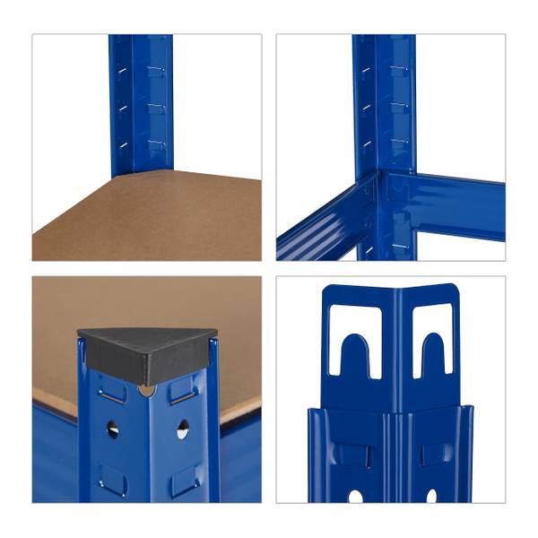 Schwerlastregal 180x90x45 blau Schwarz - Blau - Braun - Stahl - 90 x 180 x 45 cm