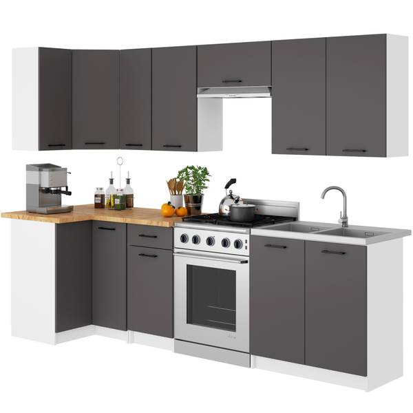 Küchenschrank OLIWIA 80 3S Grau - Weiß - Holzwerkstoff - 80 x 85 x 46 cm