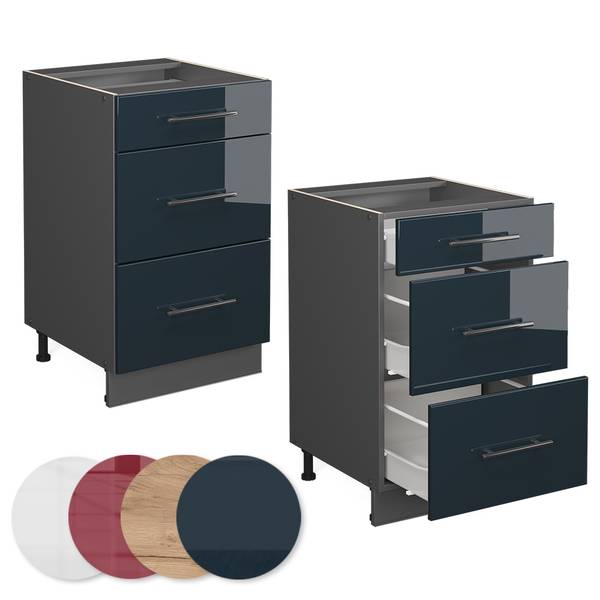 Schubladenschrank Fame-Line 48822 Anthrazit - Hochglanz Nachtblau