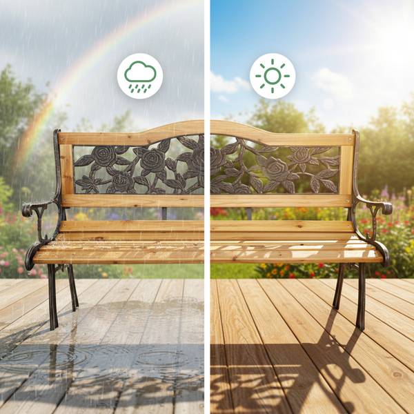 Gartenbank ROSA Schwarz - Braun - Stahl - 125 x 77 x 52 cm