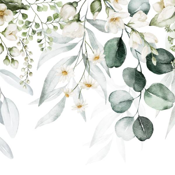 Vlies-Fotobehang AQUARELBLADEREN Bloemen 460 x 300 x 300 cm