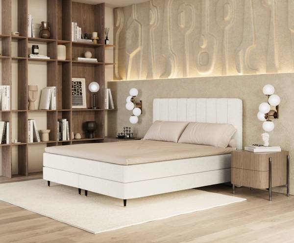Boxspringbett Kobbe  Ecru - Liegefläche Breite: 180 cm