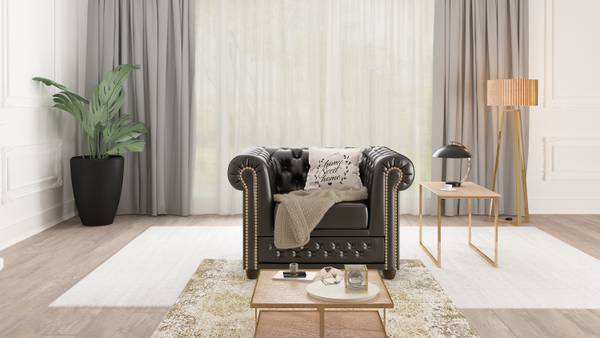Chesterfield-Set Perry - Schlaffunktion Schwarz