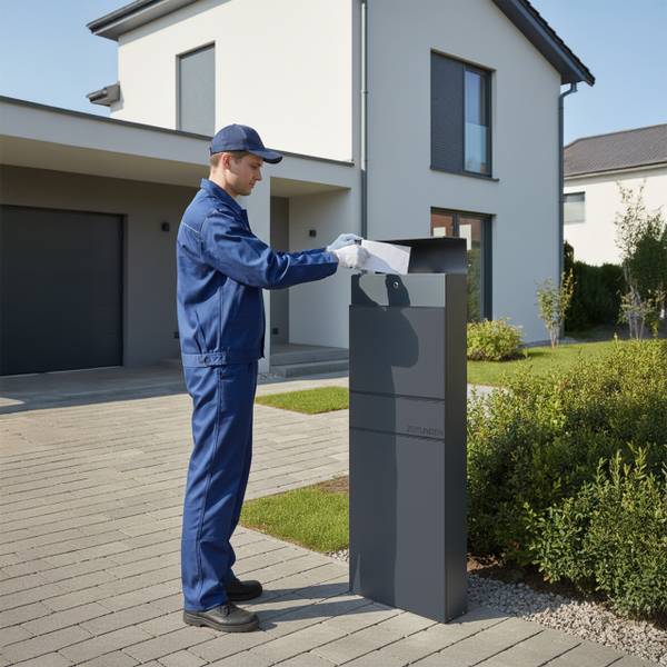 Standbriefkasten Stahl Grau - Stahl - 40 x 111 x 14 cm