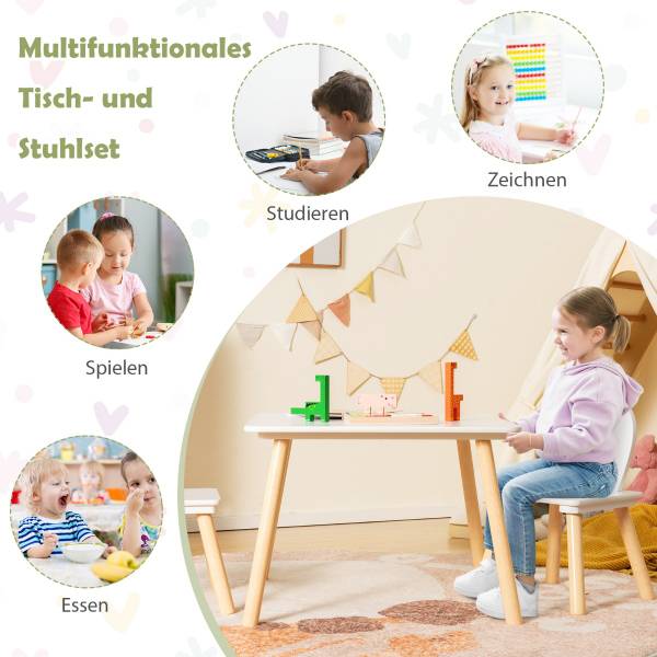 Kinderschreibtisch 59378640 3er Set Weiß - Holzwerkstoff - 1 x 1 x 1 cm