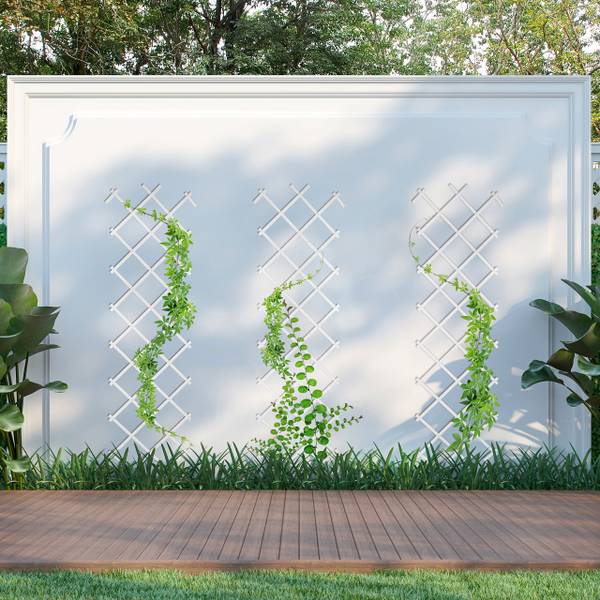 Ausziehbares Rankgitter 3er Set 180 cm Weiß - PVC - 60 x 180 x 2 cm