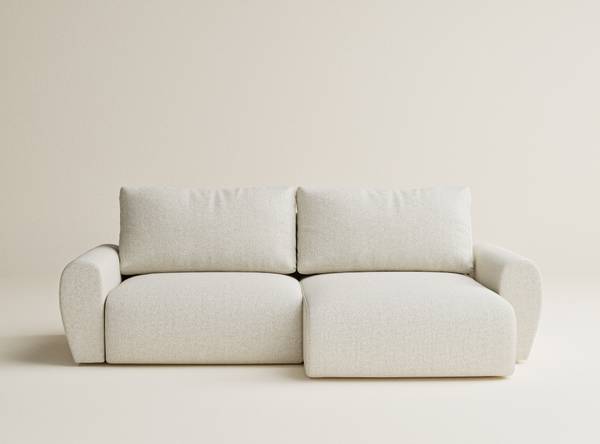 Schlafsofa Numba Creme - Ecke davorstehend rechts - Ottomane davorstehend rechts