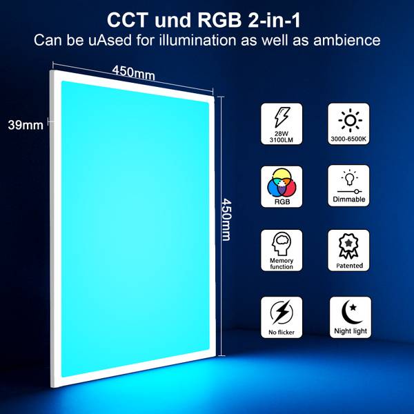 LED Panel Deckenleuchte PA1021 2er-Set Weiß - Metall - Kunststoff - 51 x 7 x 51 cm
