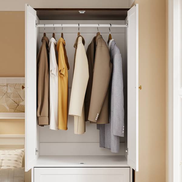 Kleiderschrank KSB04-W Weiß - Melamin - 55 x 187 x 70 cm