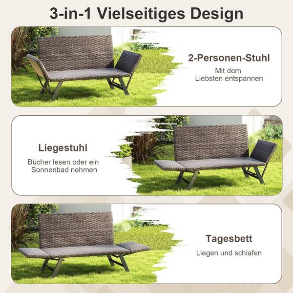 Gartenbank ZB34210SDDE Schwarz - Polyrattan - 59 x 89 x 178 cm