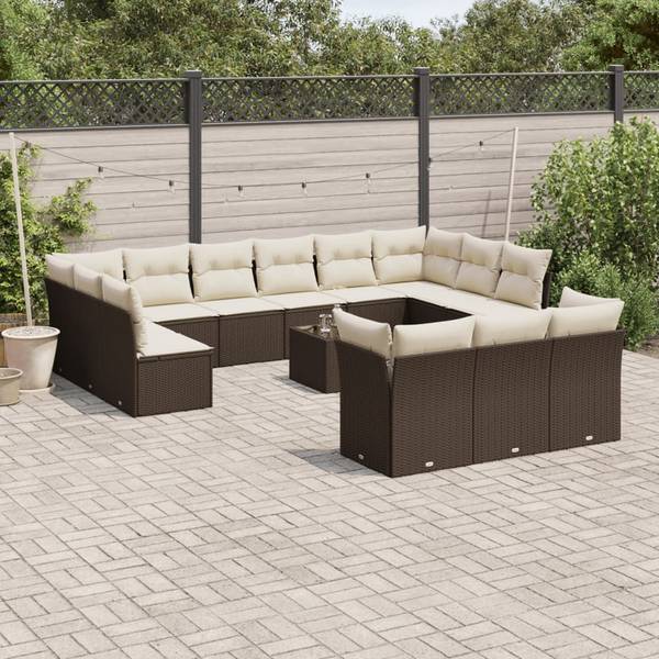 Garten-Lounge-Set 3035206-2 14-teilig Braun - Creme