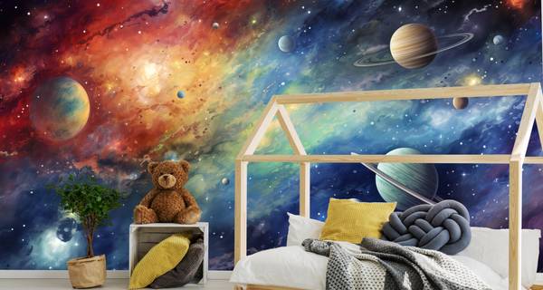 Fototapete WELTRAUM Planeten Sterne Rot - 315 x 210 x 210 cm